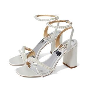 Badgley Mischka Womens Feisty Heels Size 11 Soft White Embellished Pearl NIB